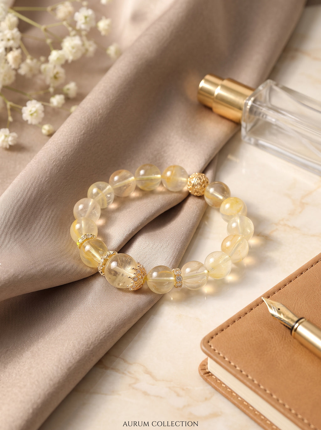 Golden Lapin Dream" Premium Rutilated Quartz Bracelet: Solar Plexus Alignment, Agile Market Leap & Instant Abundance Manifestation