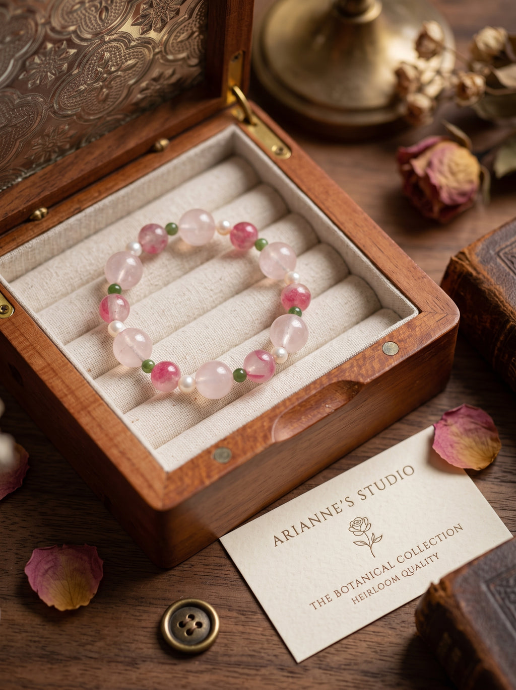 🌸The Synthesis of Gentle Power | Rose Quartz, Freshwater Pearl, Rhodonite & Jasper Beaded Bracelet