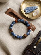 🪵The Resonance of Quiet Depth | Natural Kyanite, Rabbit-Hair Quartz & Agarwood Beaded Bracelet