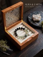 The Resonance of Sovereign Shield | Natural Charoite, Obsidian & Green Rutilated Quartz Beaded Bracelet