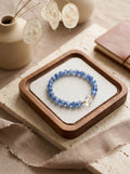 💙 The Resonance of Lunisolar Light | Natural Clear Quartz & Blue Moonstone Beaded Bracelet
