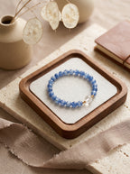 💙 The Resonance of Lunisolar Light | Natural Clear Quartz & Blue Moonstone Beaded Bracelet