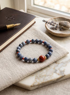 The Resonance of Sovereign Pulse | Cat's Eye Kyanite & Southern Red Agate Beaded Bracelet