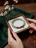 🪵 The Resonance of Sovereign Growth | Natural Green Rutilated Quartz & Agarwood Beaded Bracelet