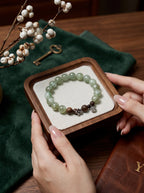 🪵 The Resonance of Sovereign Growth | Natural Green Rutilated Quartz & Agarwood Beaded Bracelet