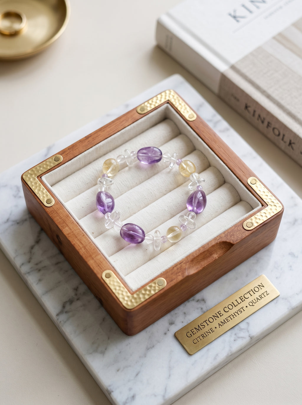 💛 The Solar Prism | Natural Lemon Quartz, Prehnite, Amethyst & Citrine Beaded Bracelet