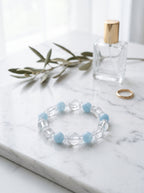 Clear Quartz & Aquamarine Beaded Bracelet | The Water Phase