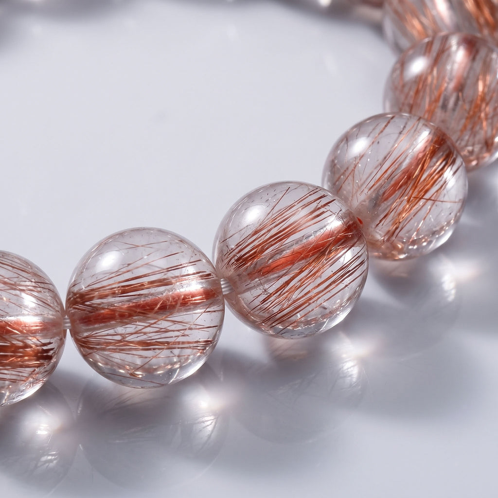 Natural Red Rutilated Quartz Bracelet | The Stone of Wealth & Vitality