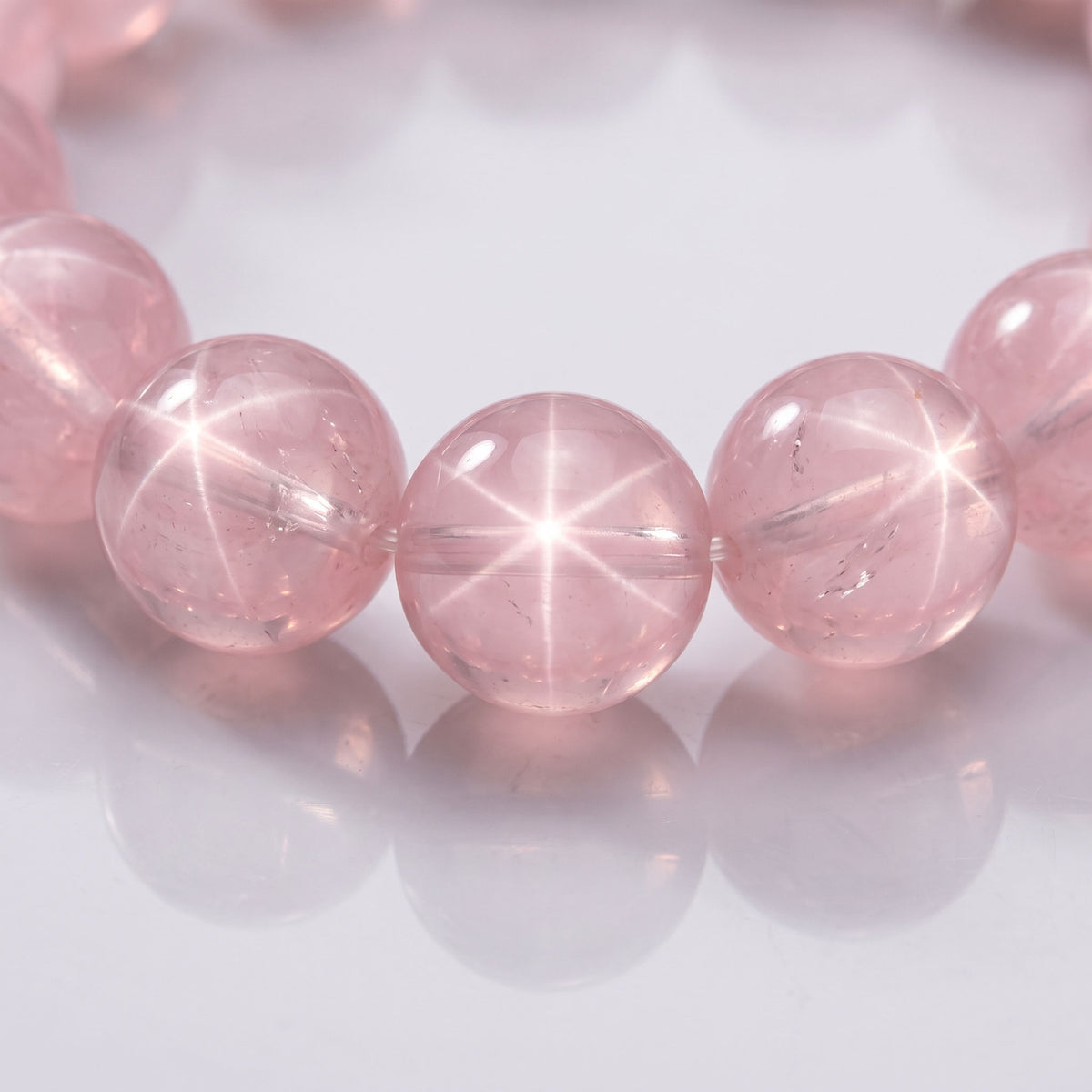 Natural Star Rose Quartz Bead Bracelet, Serene Grace & Harmonious Flow Gemstone Jewelry