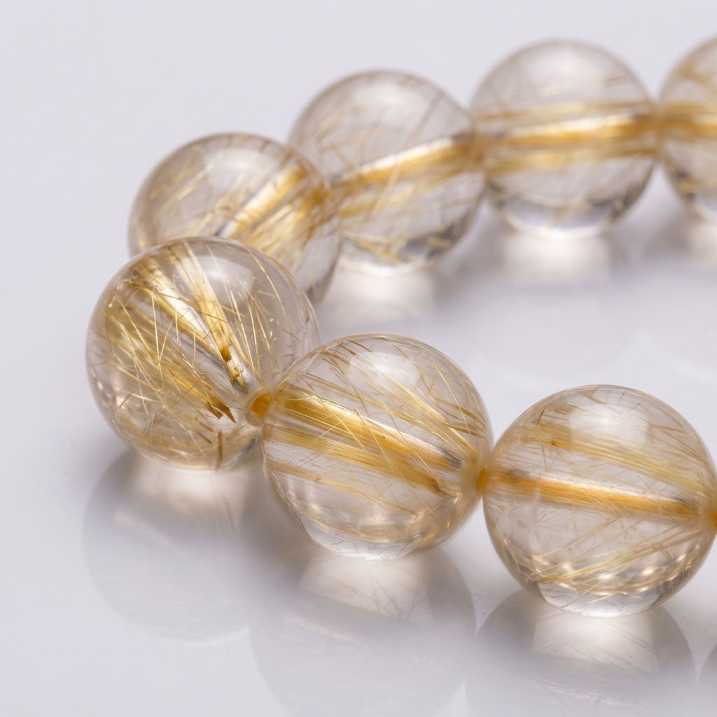 Natural Gold Rutilated Quartz Bracelet: Sovereign Abundance & Magnetic Ambition — Himalayan Ridge