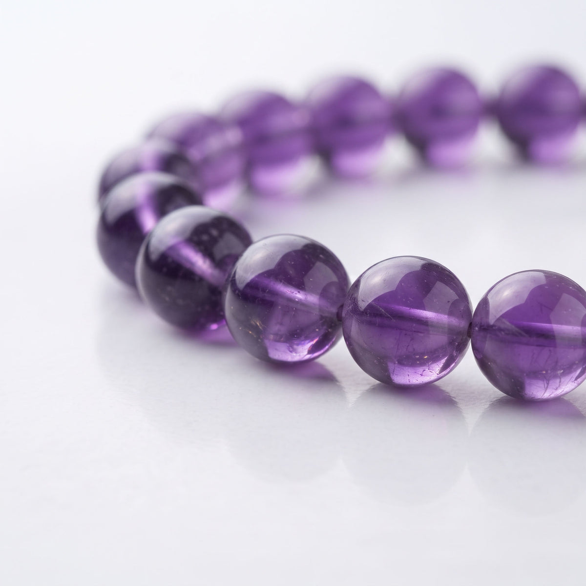 Natural Uruguayan Amethyst Bead Bracelet, Serene Elegance & Calm Flow Gemstone Jewelry