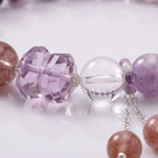 Natural Amethyst and Red Agate Bead Bracelet, Serene Elegance & Prosperous Flow Gemstone Jewelry