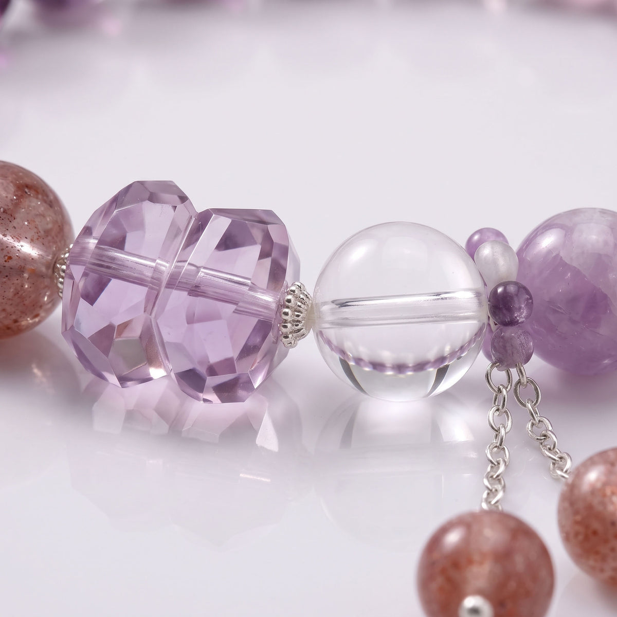 Natural Amethyst and Red Agate Bead Bracelet, Serene Elegance & Prosperous Flow Gemstone Jewelry