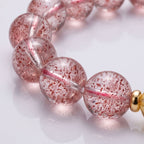 Natural Strawberry Quartz and Citrine Bead Bracelet, Vibrant Vitality & Prosperous Flow Gemstone Jewelry