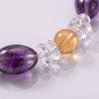 Natural Lemon Quartz, Citrine, and Amethyst Bead Bracelet, Radiant Vitality & Serene Elegance Gemstone Jewelry