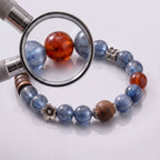 Natural Cats Eye Kyanite and Red Agate Bead Bracelet, Serene Balance & Dynamic Flow Gemstone Jewelry