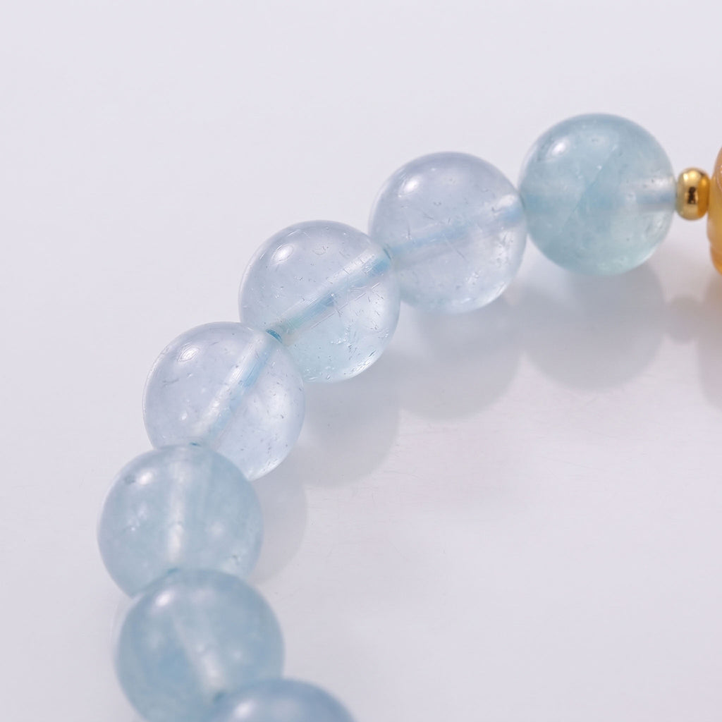 Natural Aquamarine & Vintage Amber Energy Bracelet