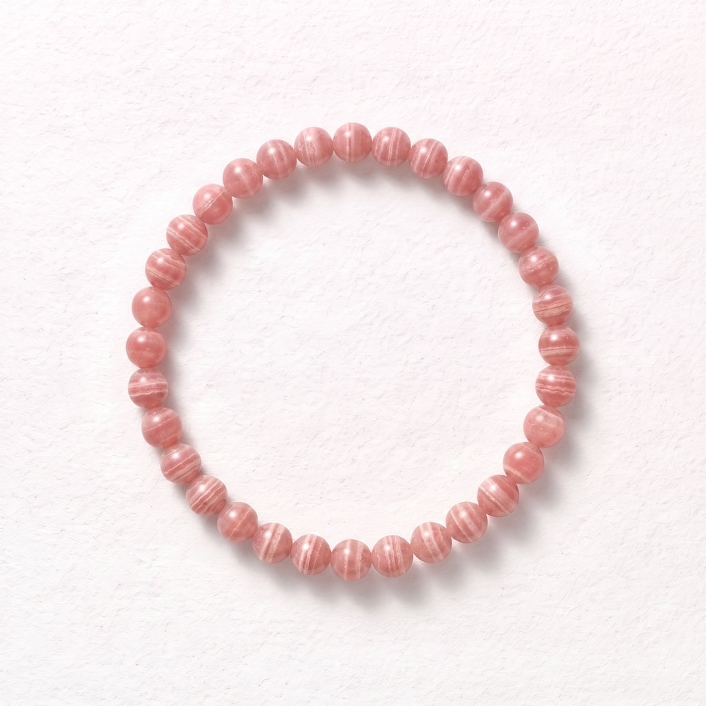 Natural Rhodochrosite Bead Bracelet, Serene Grace & Radiant Vitality Gemstone Jewelry