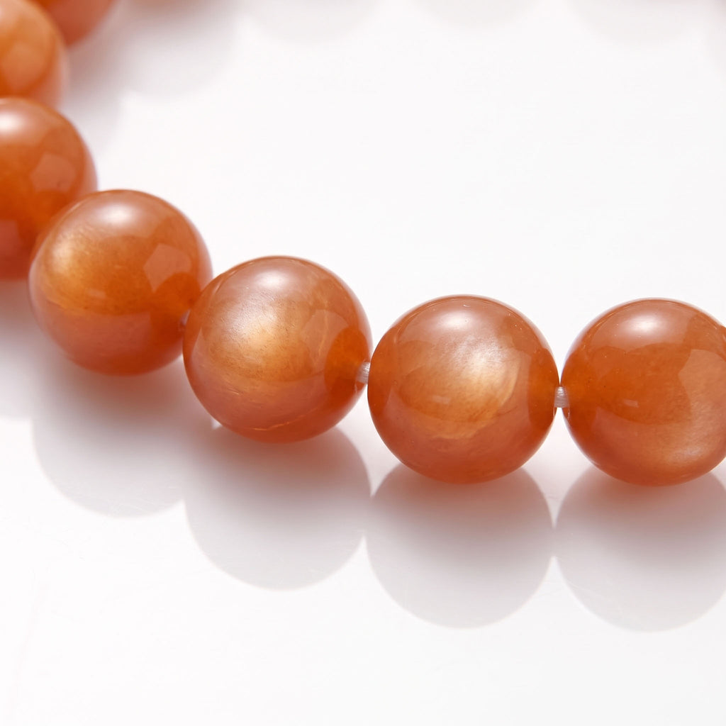 Natural Orange Moonstone Bead Bracelet, Warm Vitality & Radiant Flow Gemstone Jewelry