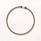 Artisanal Green Ebony & Red Stone Collarchain with Mother-of-Pearl Flower: Double-Loop Versatile Wooden Necklace — Himalayan Ridge