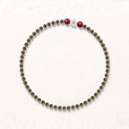 Artisanal Green Ebony & Red Stone Collarchain with Mother-of-Pearl Flower: Double-Loop Versatile Wooden Necklace — Himalayan Ridge