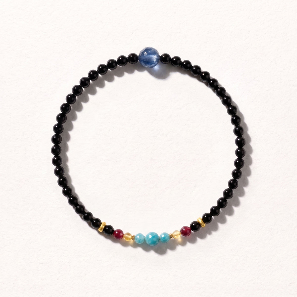 Natural Midnight Black Onyx & Vibrant Nanhong Crimson Harmony Collarchain: Dual-Loop Versatile Necklace — Kailash Vein