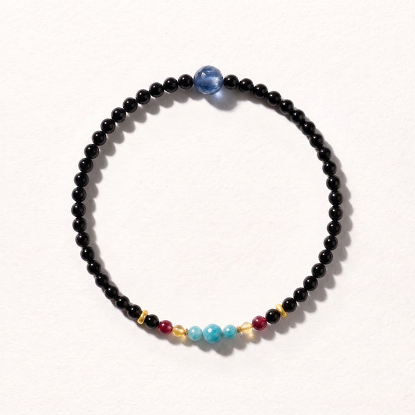 Natural Midnight Black Onyx & Vibrant Nanhong Crimson Harmony Collarchain: Dual-Loop Versatile Necklace — Kailash Vein