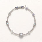 Natural Celestial Grey Labradorite & Clear Quartz Double-Loop Signature Collarchain: Versatile Initial Necklace — Himalayan Ridge
