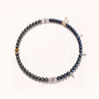 Natural Cosmic Silver Obsidian & Luminous Blue Tiger's Eye Double-Loop Fusion Collarchain: Versatile Necklace — Alpine Zone