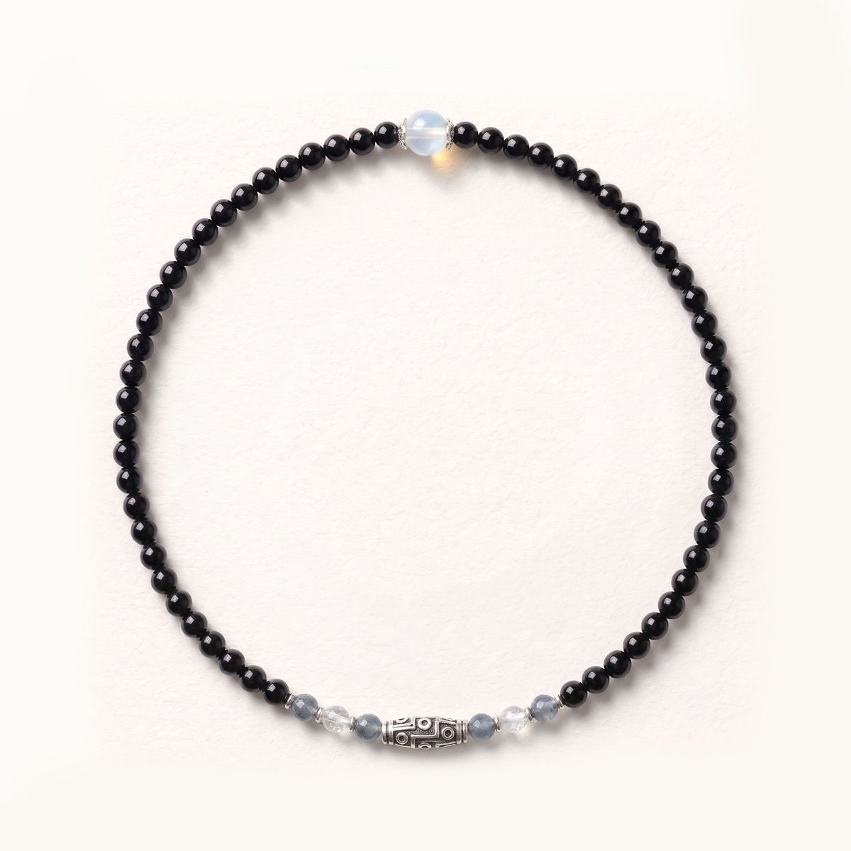 Natural Midnight Black Onyx & Sacred Dzi Bead Protection Bracelet: Protection & Energy Shield — Kailash Vein