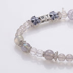 Natural Celestial Grey Labradorite & Clear Quartz Double-Loop Signature Collarchain: Versatile Initial Necklace — Himalayan Ridge