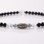 Natural Midnight Black Onyx & Sacred Dzi Bead Protection Bracelet: Protection & Energy Shield — Kailash Vein