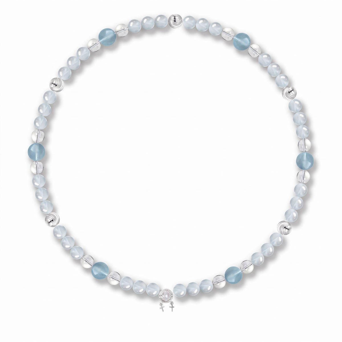 Clear Quartz & Ocean Aquamarine Double-Loop Serenity