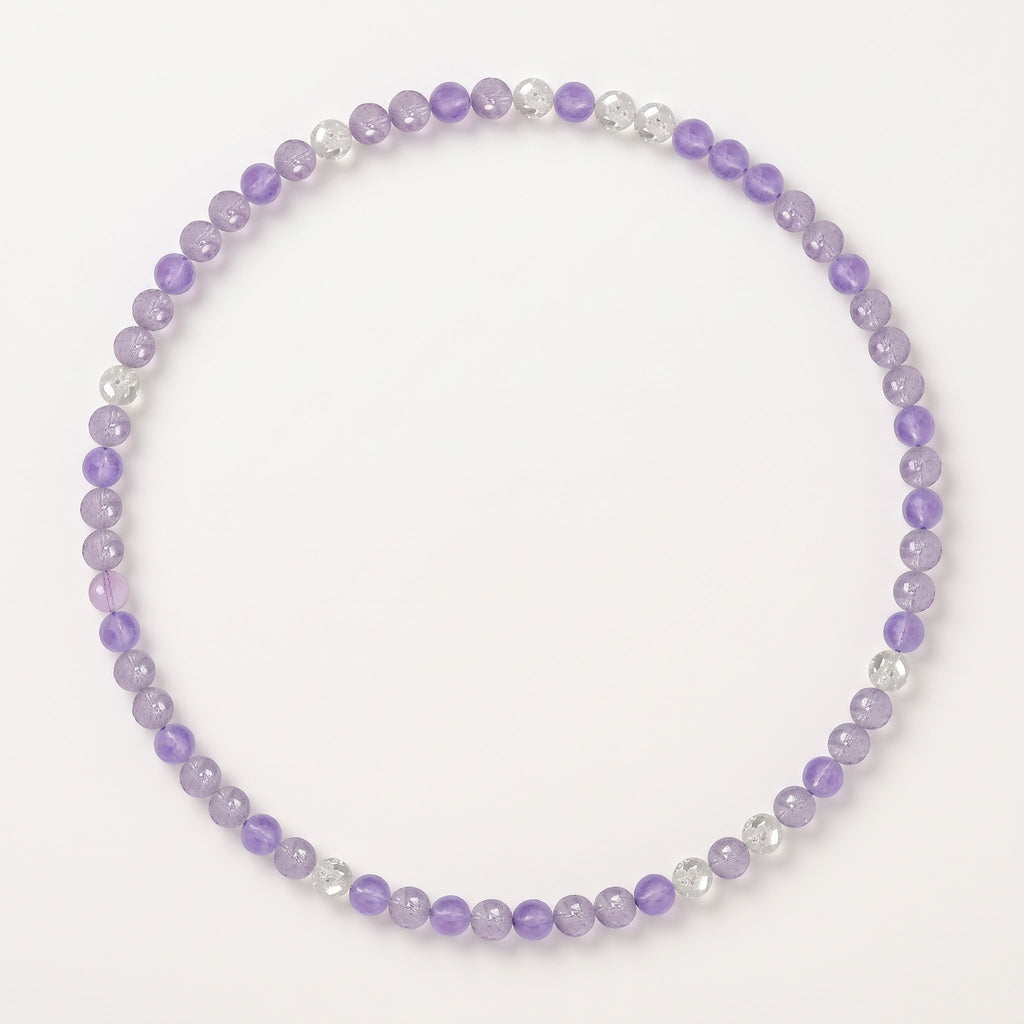 Natural Celestial Lavender Amethyst & Pure Clear Quartz Double-Loop Radiance Collarchain: Versatile Necklace — Kailash Vein