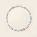 Natural Clear Quartz & Ocean Aquamarine Double-Loop Serenity Collarchain: Dual-Use Versatile Necklace — Himalayan Ridge