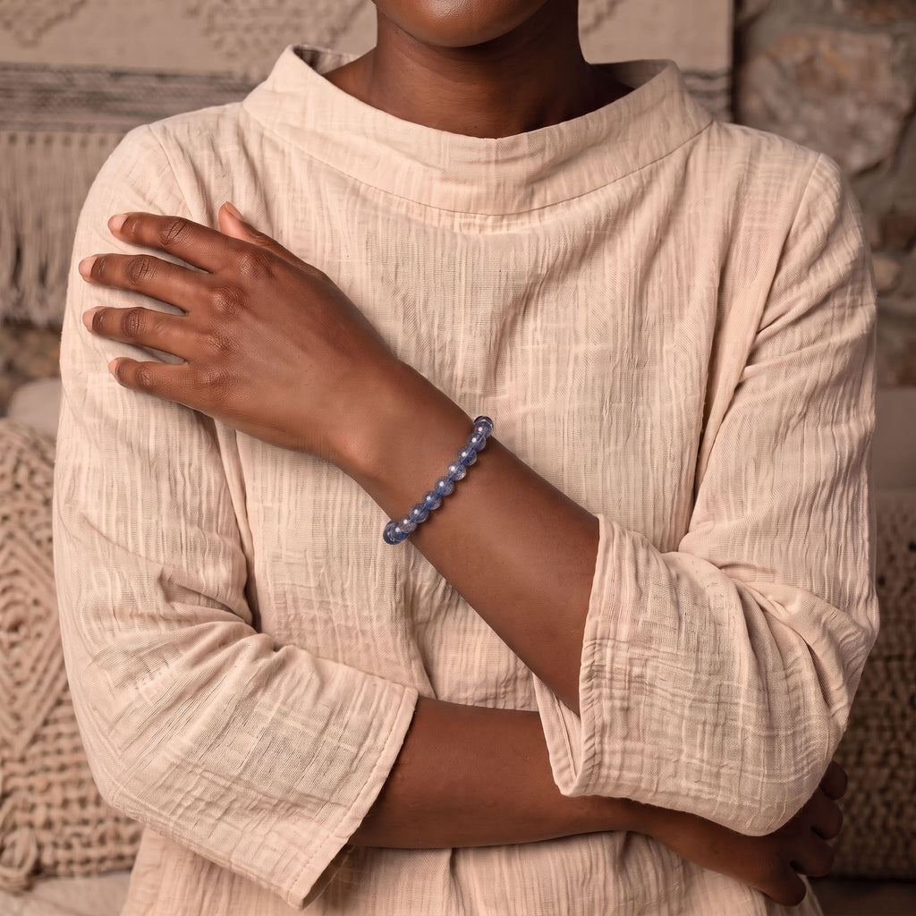 Natural Blue Rabbit Hair Quartz Bracelet: The Stone of Peace — Himalayan Ridge