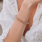 Natural Red Rutilated Quartz Bead Bracelet, Dynamic Vitality & Bold Energy Flow Gemstone Jewelry
