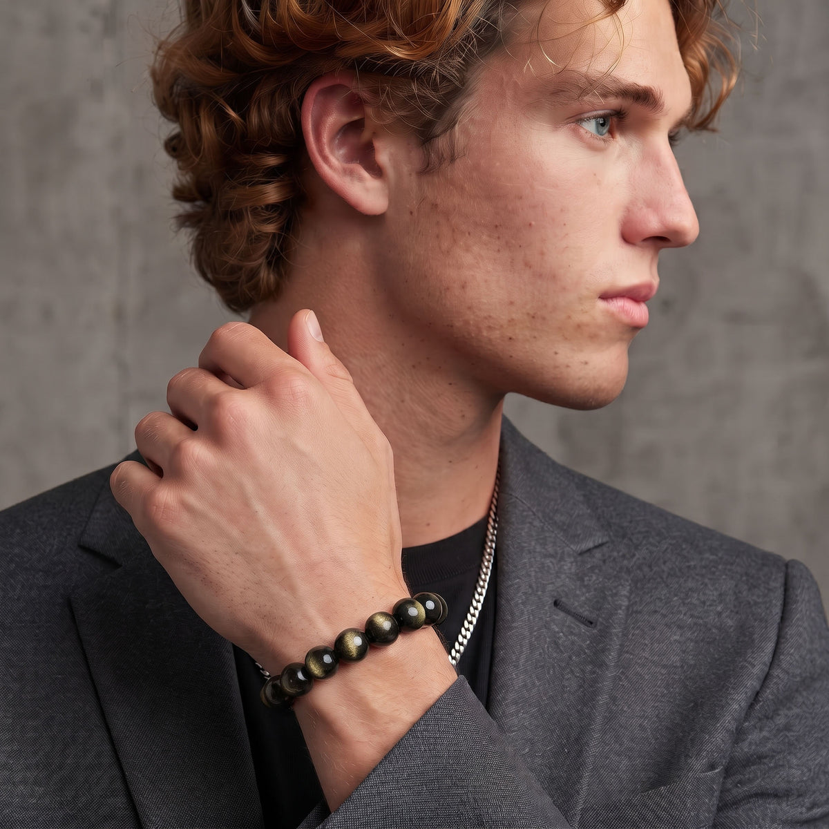 Natural Gold Sheen Obsidian Bracelet: Sovereign Protection & Golden Enlightenment — Alpine Zone