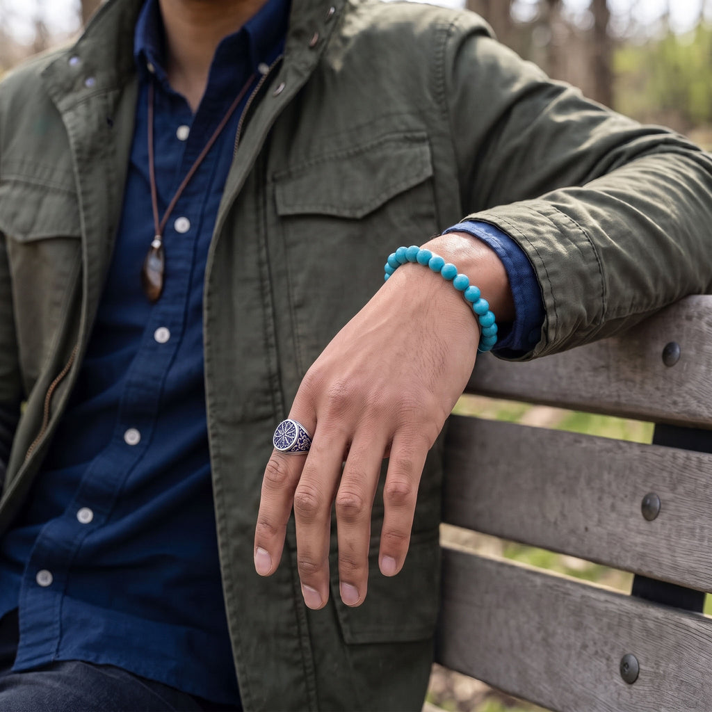 Natural Turquoise Bracelet: Spiritual Protection & Peace — Kailash Vein