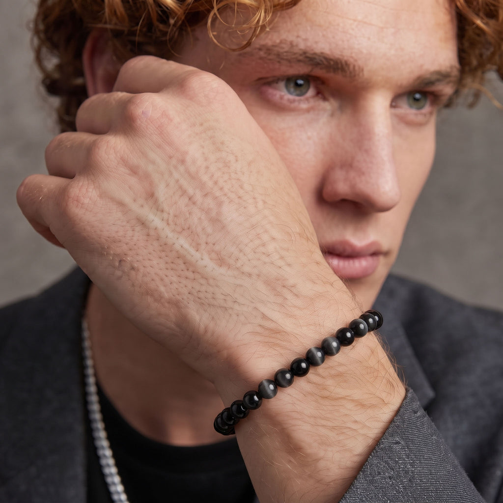 Natural Silver Sheen Obsidian Bracelet: Spiritual Protection & Intuition — Kailash Vein