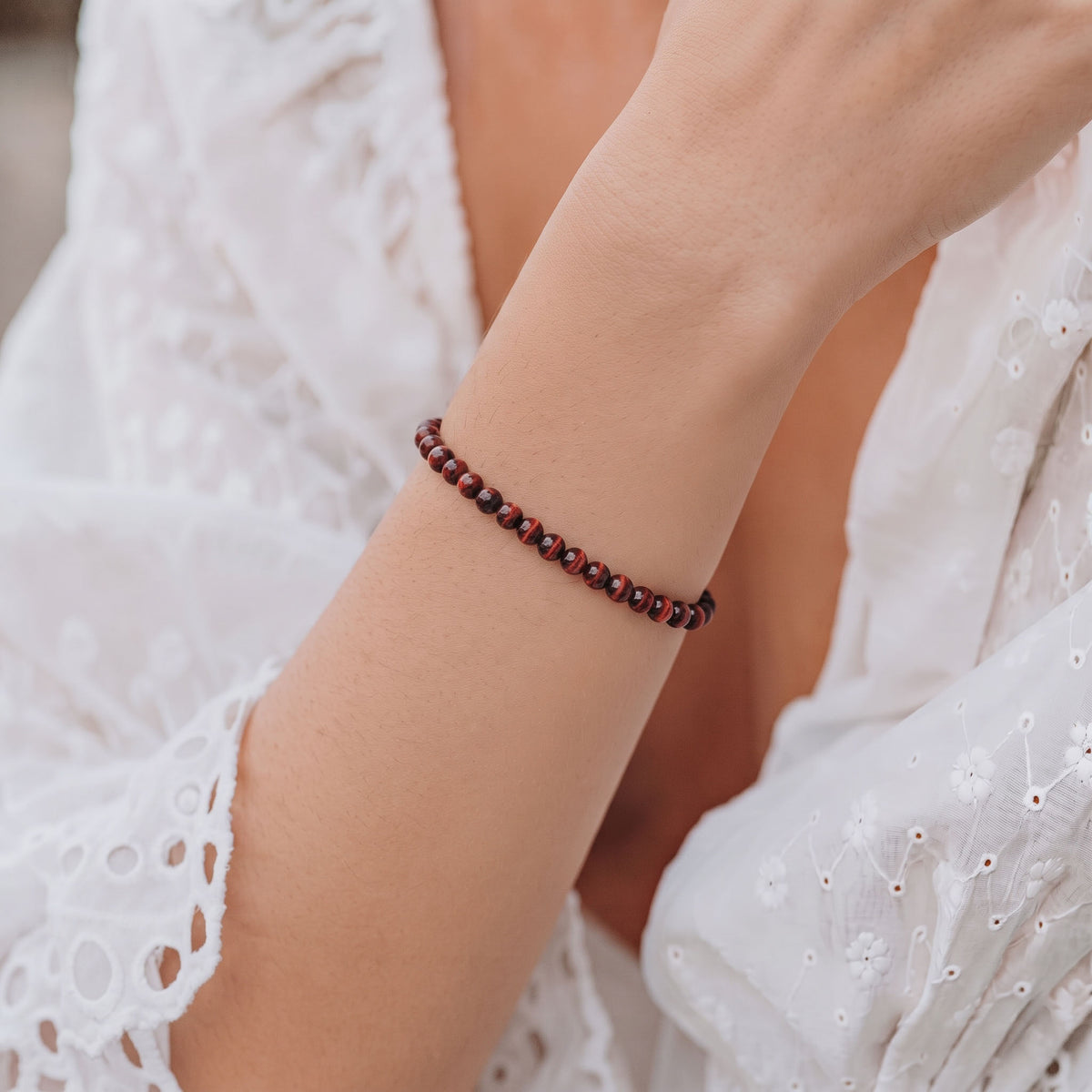 Natural Red Tigers Eye Bead Bracelet, Radiant Vitality & Grounded Focus Gemstone Jewelry