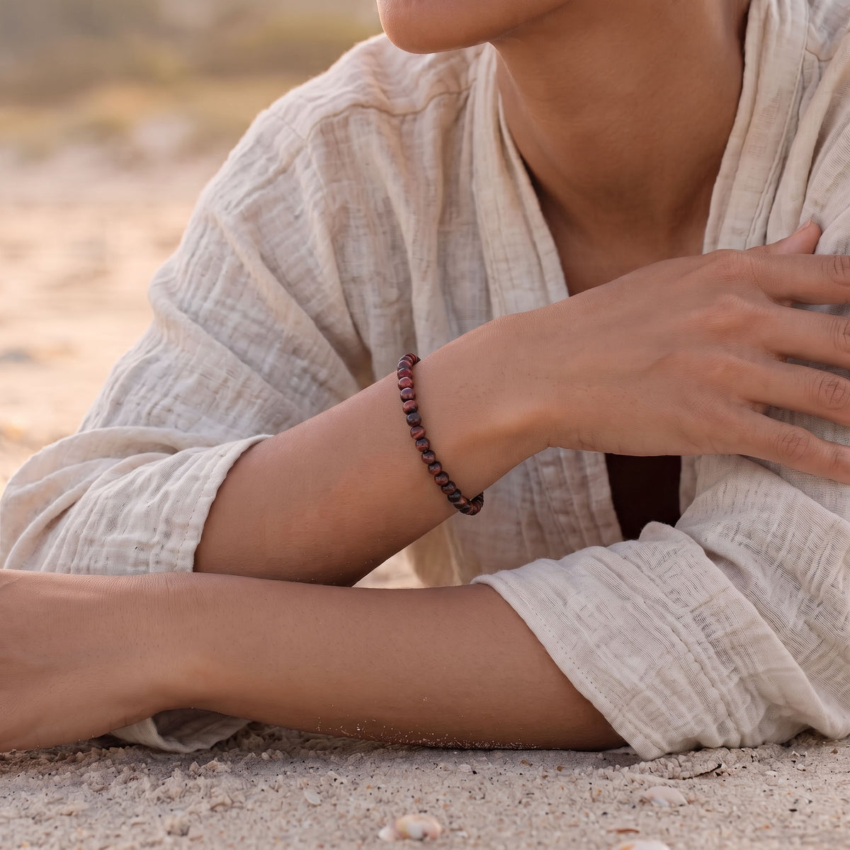 Natural Red Tigers Eye Bead Bracelet, Radiant Vitality & Grounded Focus Gemstone Jewelry