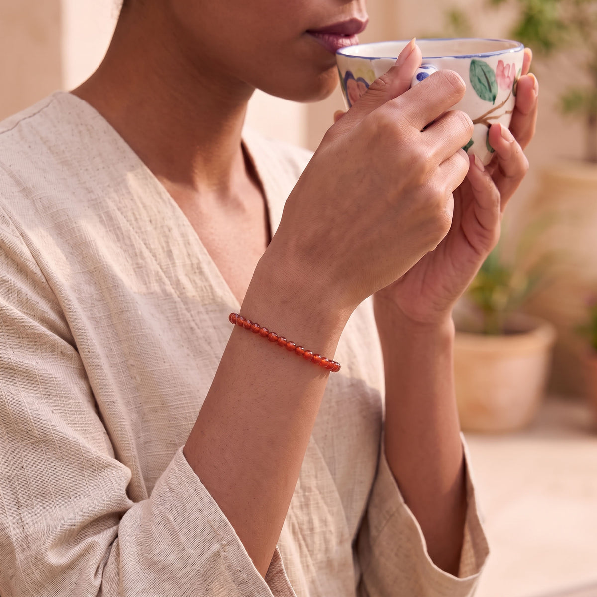 Natural Carnelian Bead Bracelet, Radiant Vitality & Warm Balance Gemstone Jewelry