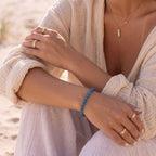 Natural Blue Tourmaline Bead Bracelet, Serene Calm & Harmonious Flow Gemstone Jewelry