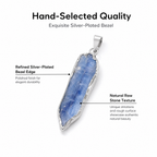 Authentic Blue Quartz Necklace | The "Stone of Serenity" | Unique Gold-Plated Raw Mineral Pendant