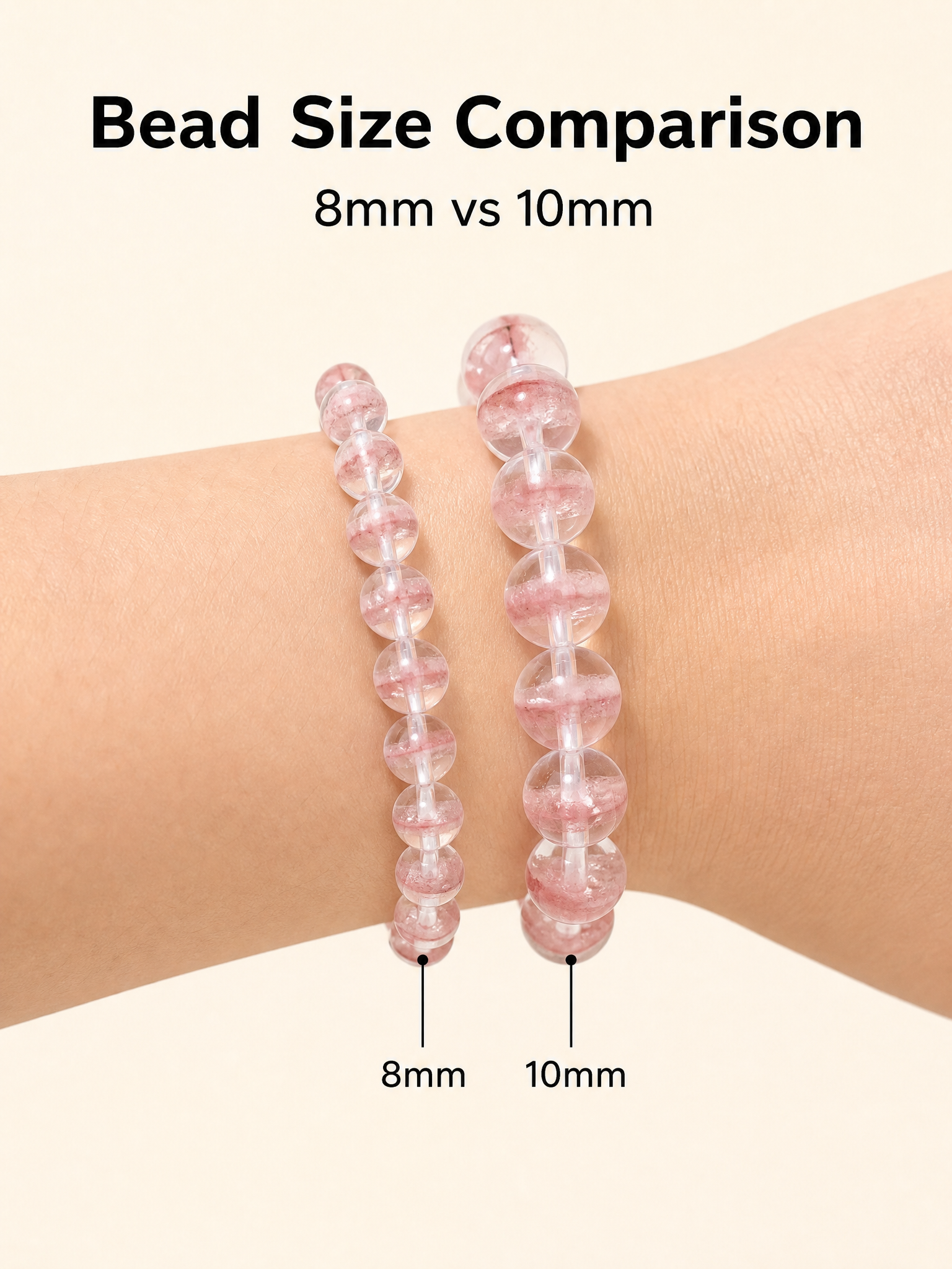 Premium Pink & White Phantom Beaded Bracelet | Hand-Polished Natural Gemstone Jewelry for Inner Peace & Clarity