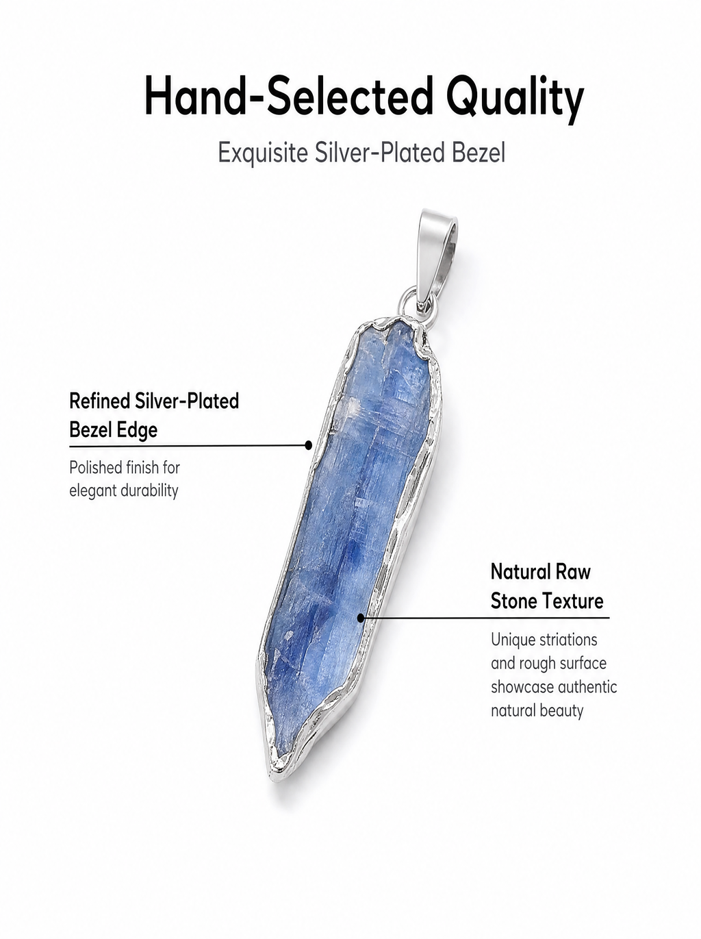 Authentic Blue Quartz Necklace | The "Stone of Serenity" | Unique Gold-Plated Raw Mineral Pendant