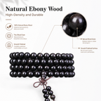 Natural African Ebony 108 Mala Beads Traditional Chinese Prayer Necklace (Artisanal Zen Edition)