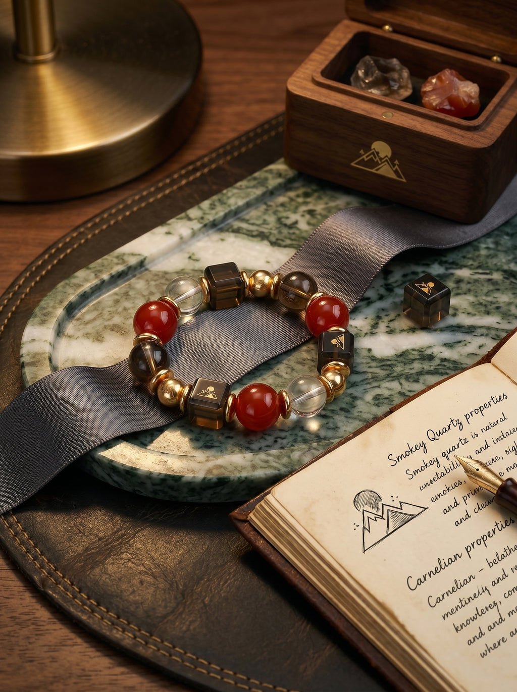 Aries Sovereign Protection Crystal Bracelet | Carnelian & Smoky Quartz Talisman