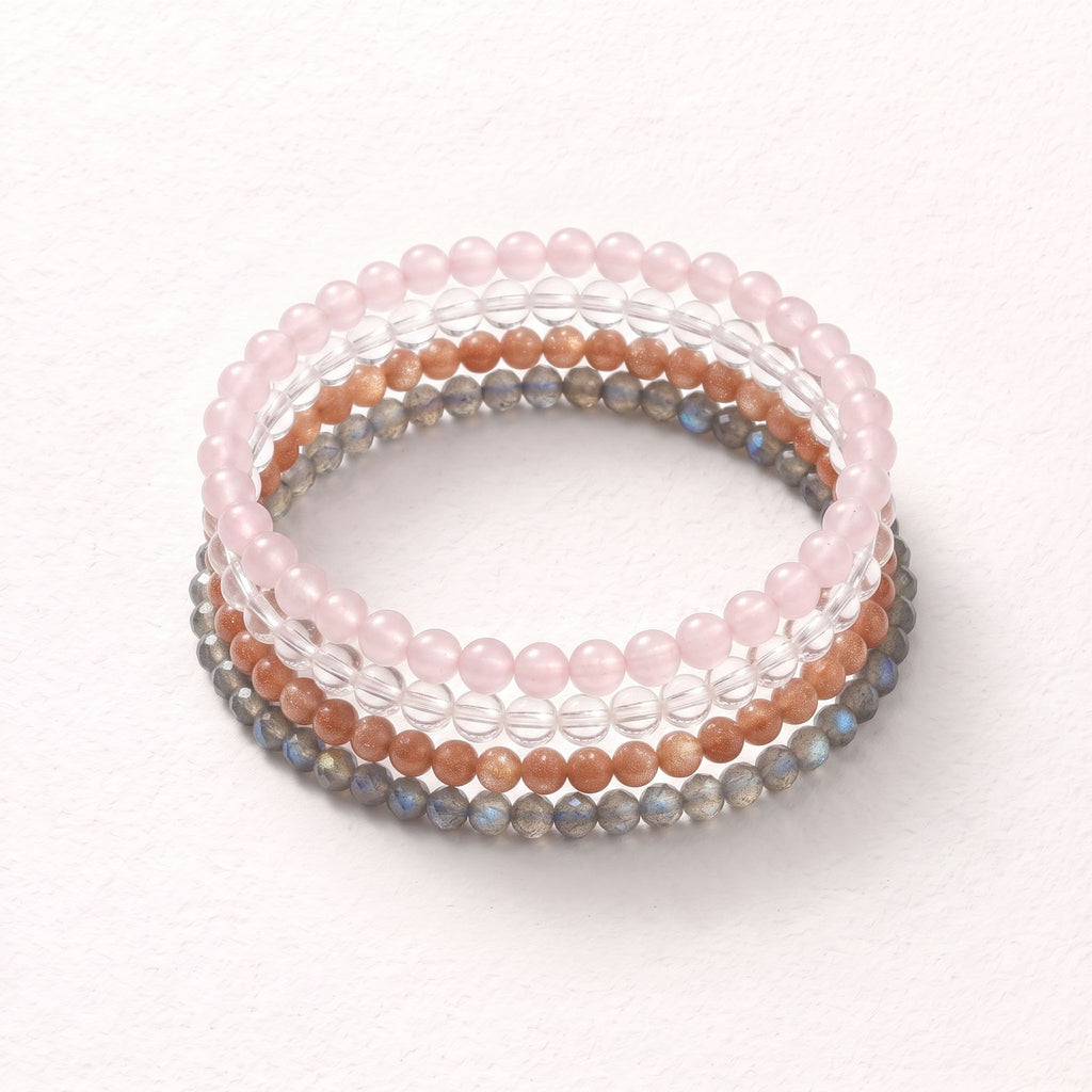 June Moonstone Glow 4-Piece Bracelet Stack | Birthstone Romance Set
